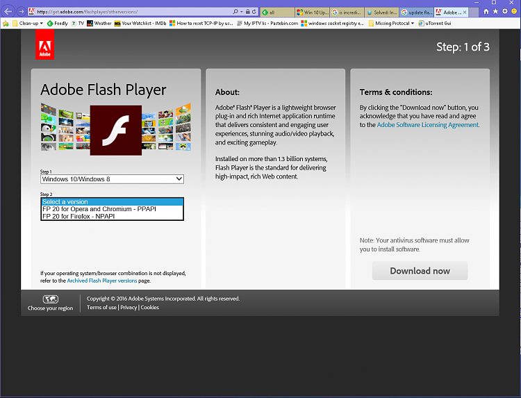 free adobe flash player for windows 10